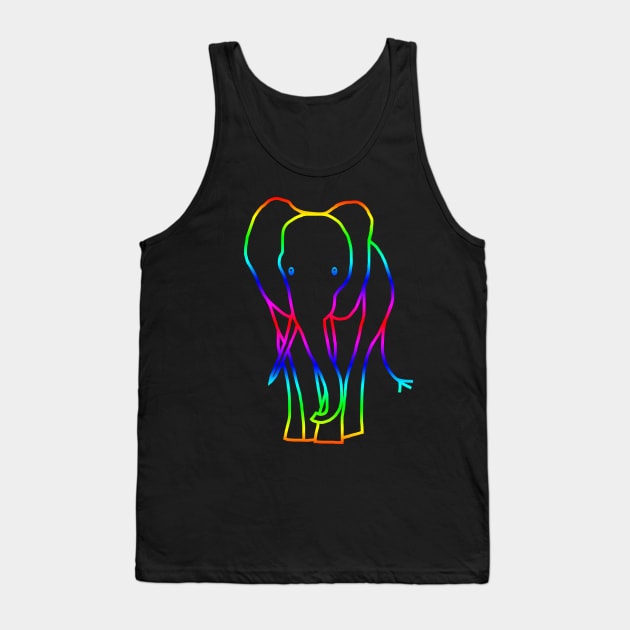 Rainbow Elephant Line Drawing Tank Top by ellenhenryart